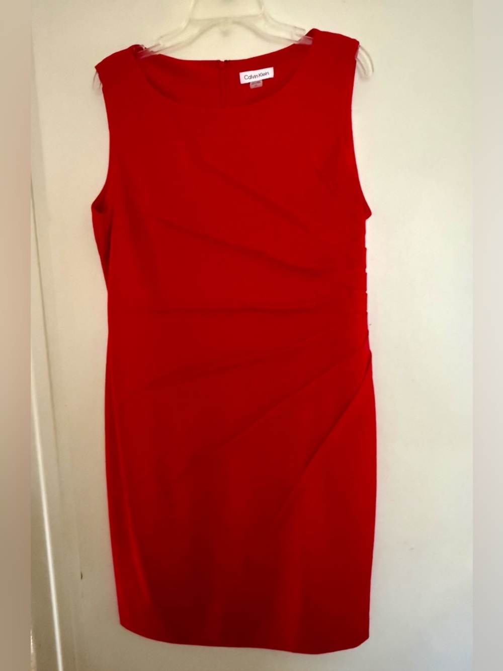 Calvin Klein Bright Red Sleeveless Midi Sheath Dress size 16